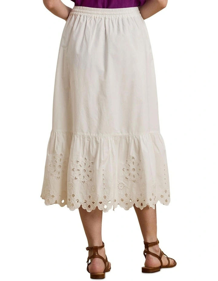 Eyelet Cotton Broadcloth Midi Skirt image 2