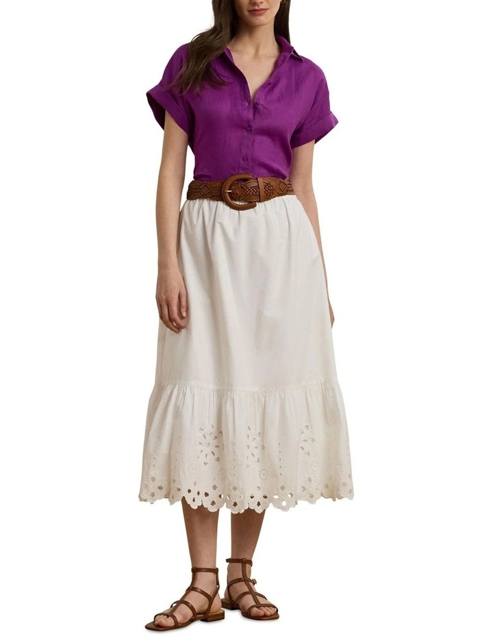 Eyelet Cotton Broadcloth Midi Skirt image 3