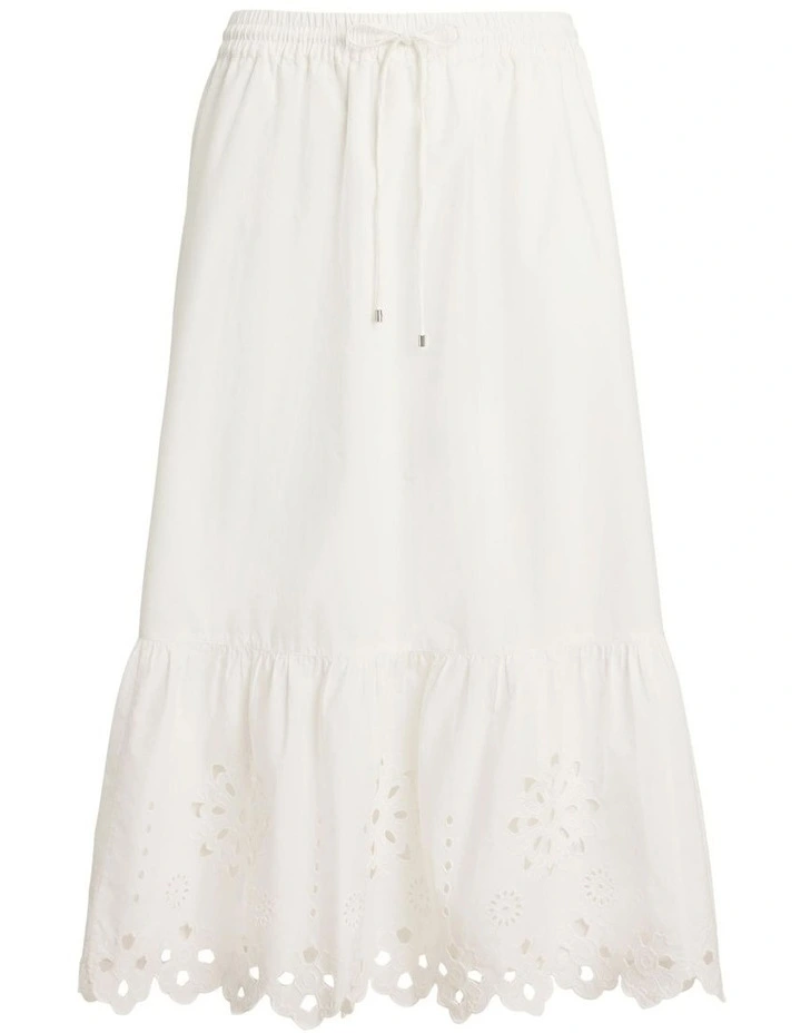 Eyelet Cotton Broadcloth Midi Skirt image 4