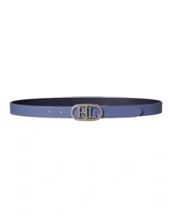 Oval-Logo Reversible Leather Skinny Belt