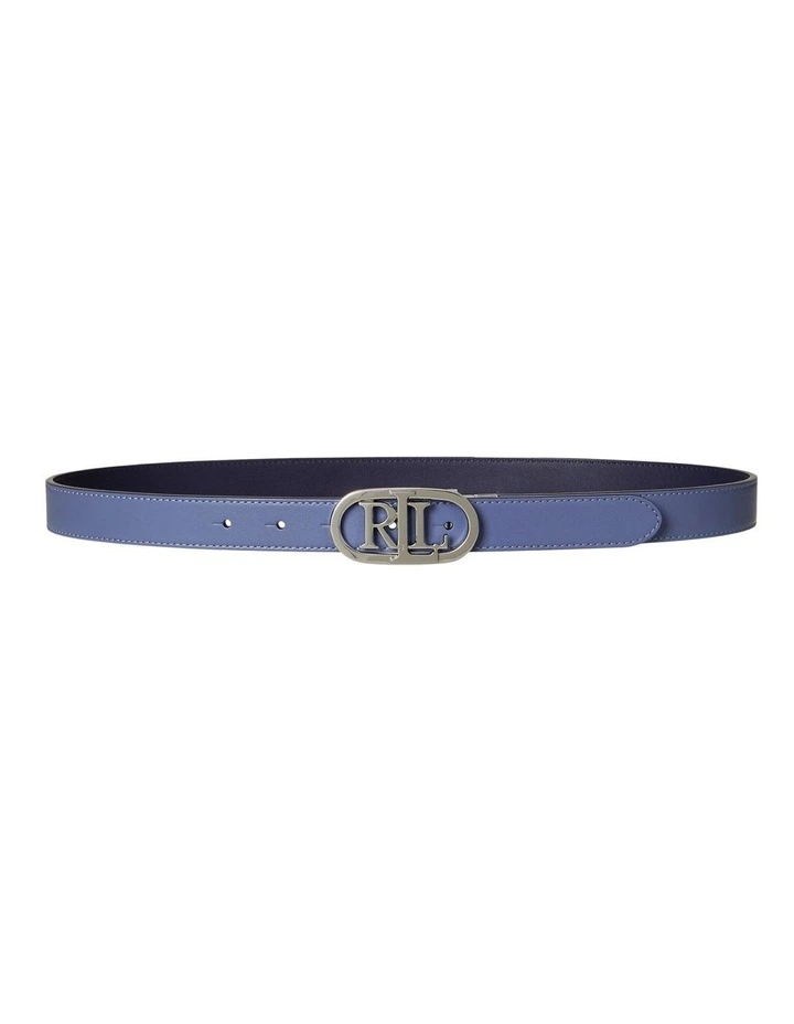 Oval-Logo Reversible Leather Skinny Belt image 1