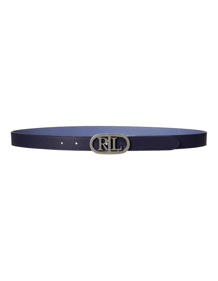 Oval-Logo Reversible Leather Skinny Belt image 2