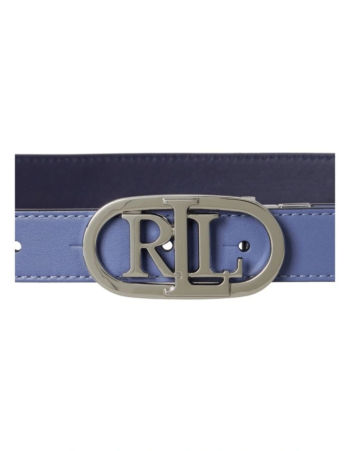 Oval-Logo Reversible Leather Skinny Belt image 3