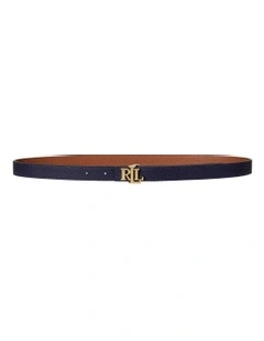 Logo Reversible Skinny Leather Belt in Multi