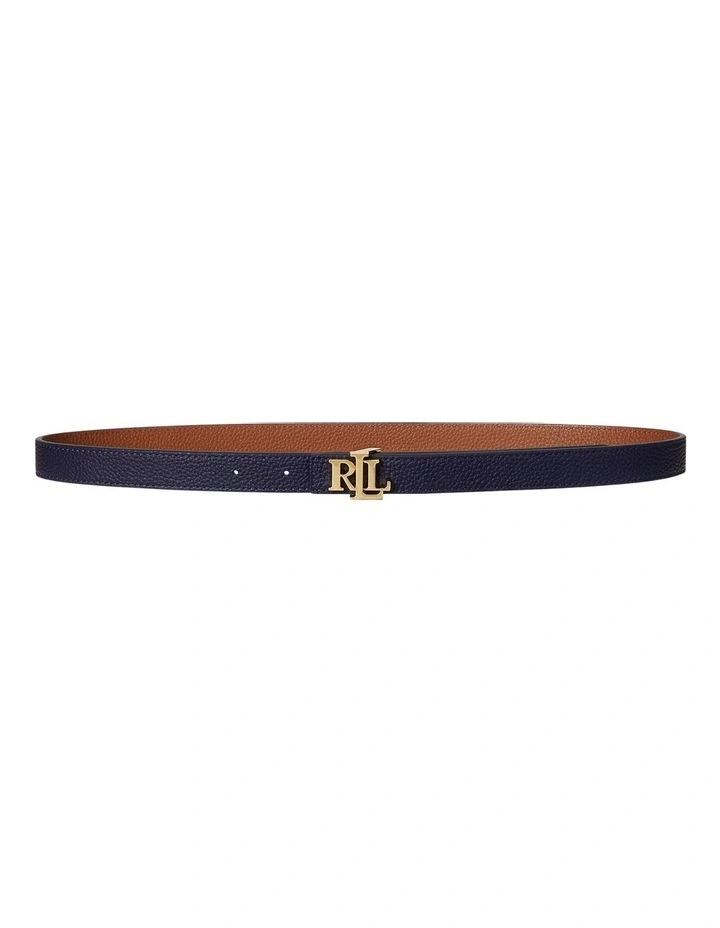Logo Reversible Skinny Leather Belt in Multi image 1