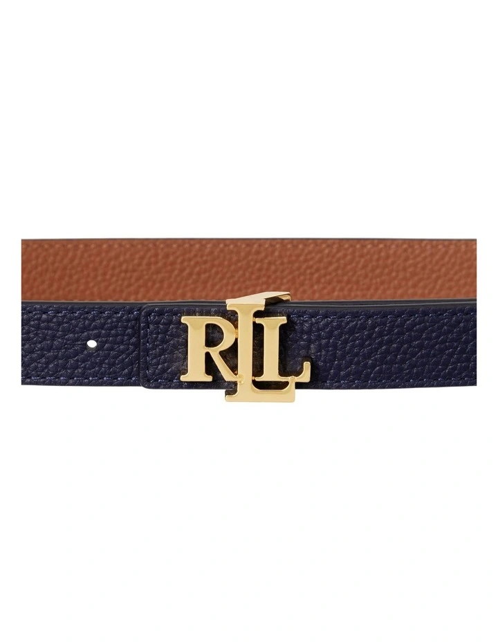 Logo Reversible Skinny Leather Belt in Multi image 3
