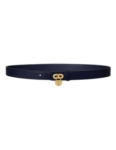 Padlock Leather Belt in Blue
