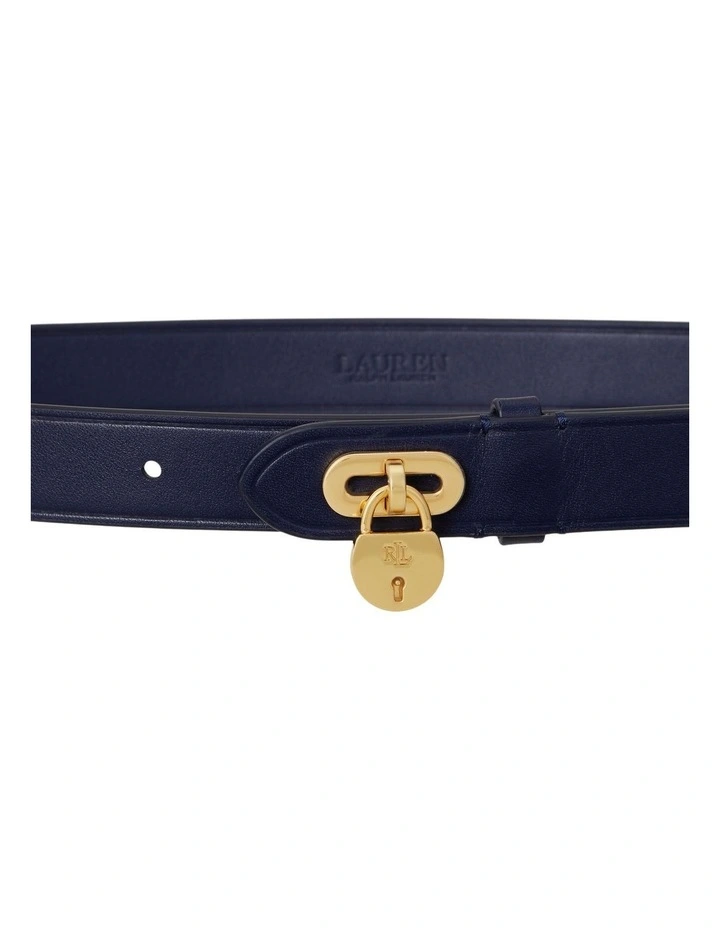 Padlock Leather Belt in Blue image 2