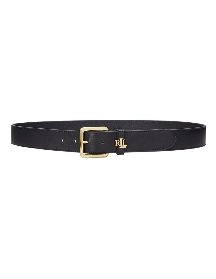 Logo Keeper Leather Belt in Black image 1