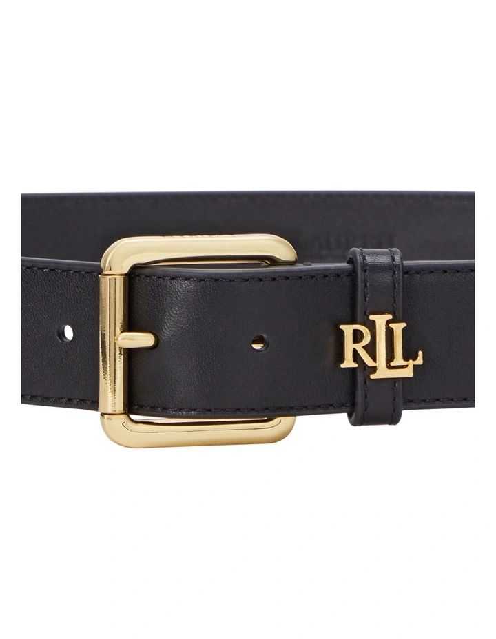 Logo Keeper Leather Belt in Black image 2