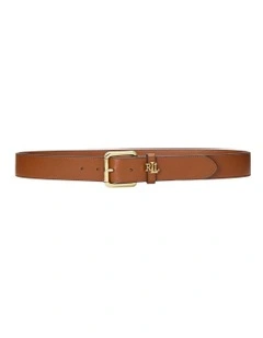 Logo Keeper Leather Belt in Brown