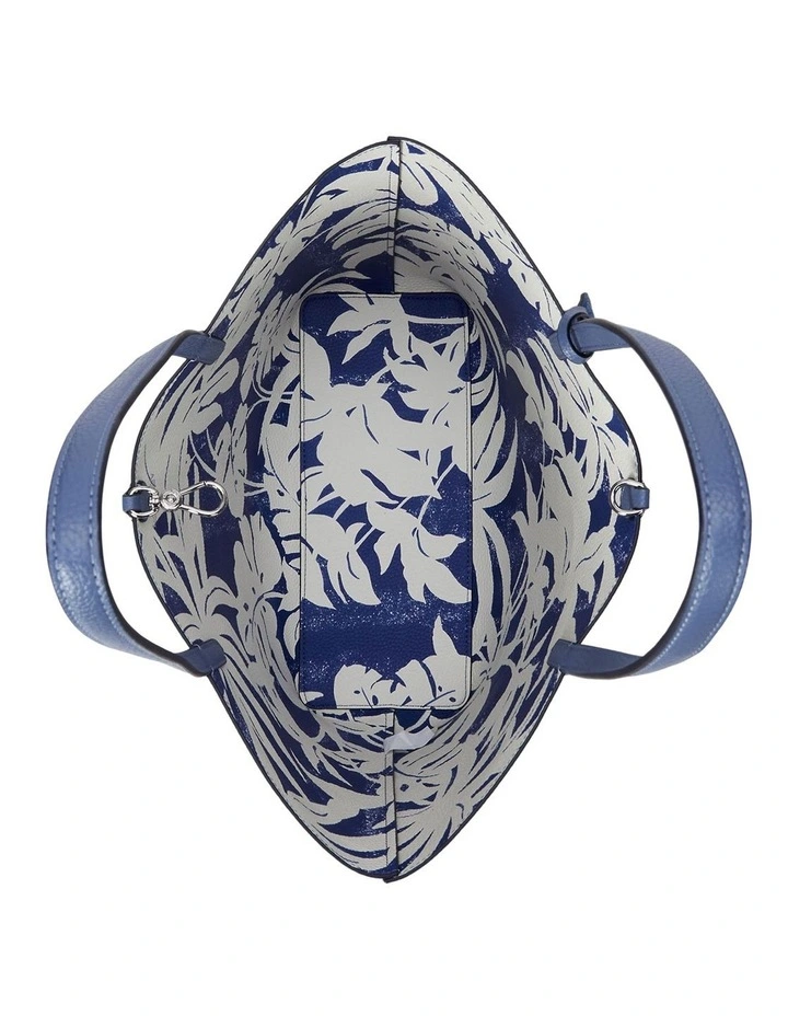 Faux-Leather Large Reversible Tote Bag in Blue image 3