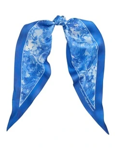 Paisley Silk Diamond Scarf in Blue
