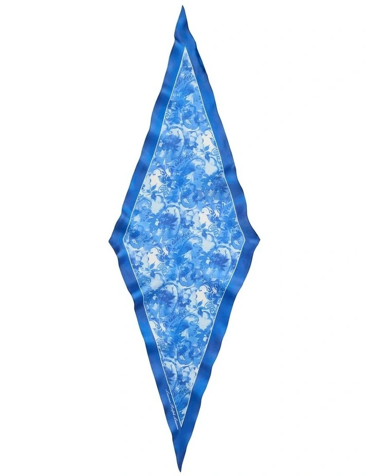 Paisley Silk Diamond Scarf in Blue image 2