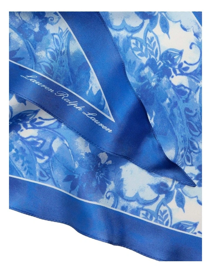 Paisley Silk Diamond Scarf in Blue image 3