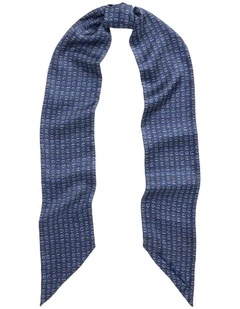 Geo Print Silk Scarf in Blue