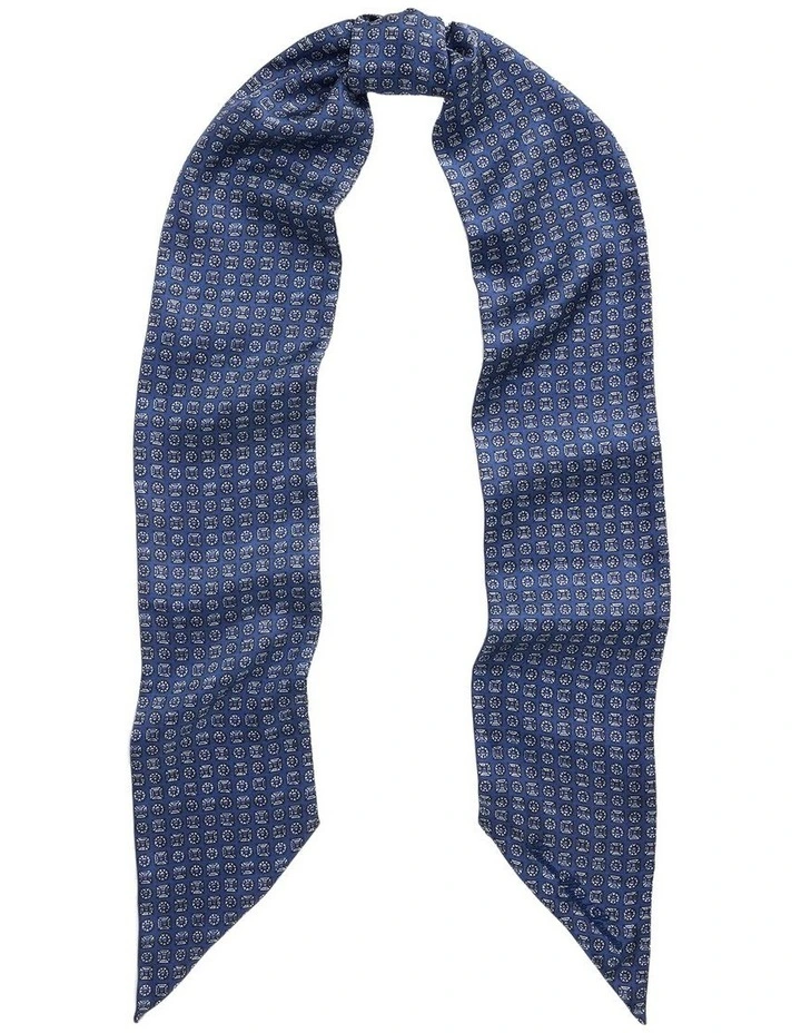 Geo Print Silk Scarf in Blue image 1