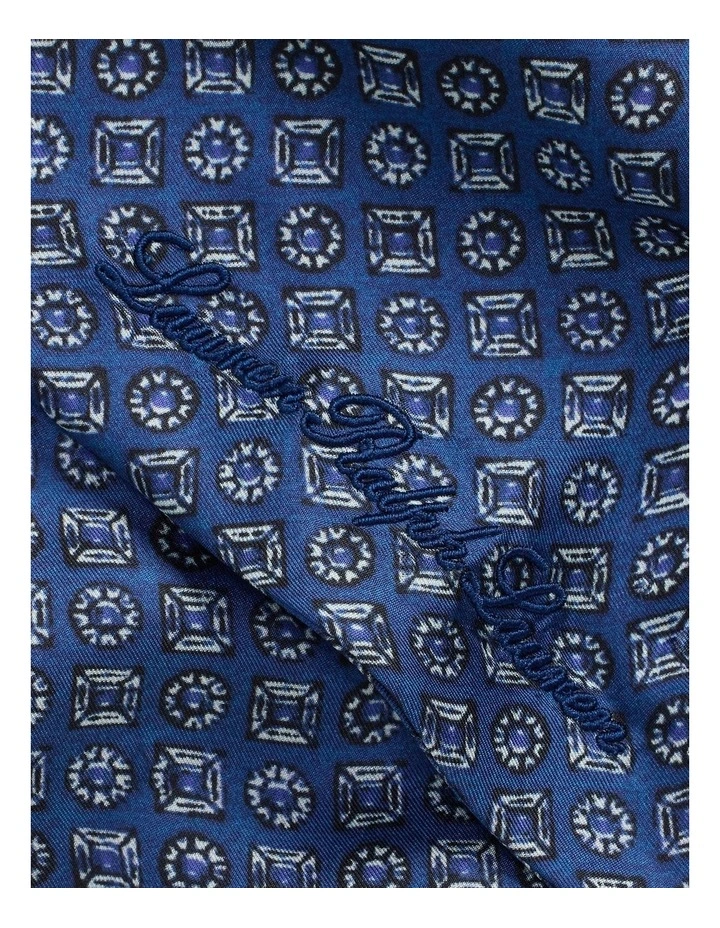 Geo Print Silk Scarf in Blue image 3