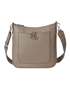 Pebbled Leather Large Cameryn Crossbody Bag in Brown