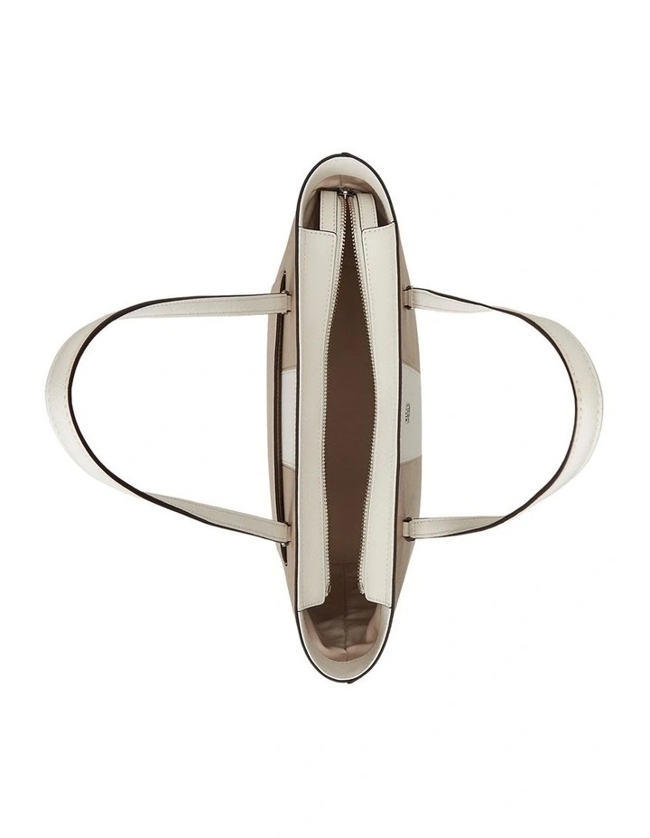 Striped Leather Medium Karly Tote Bag in Multi image 3