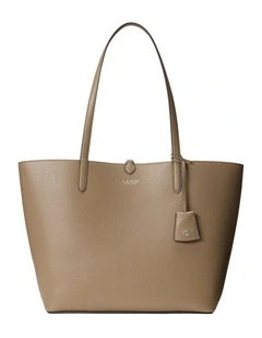 Faux Leather Large Reversible Tote Bag in Brown