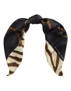 Belting Print Silk Square Scarf in Black