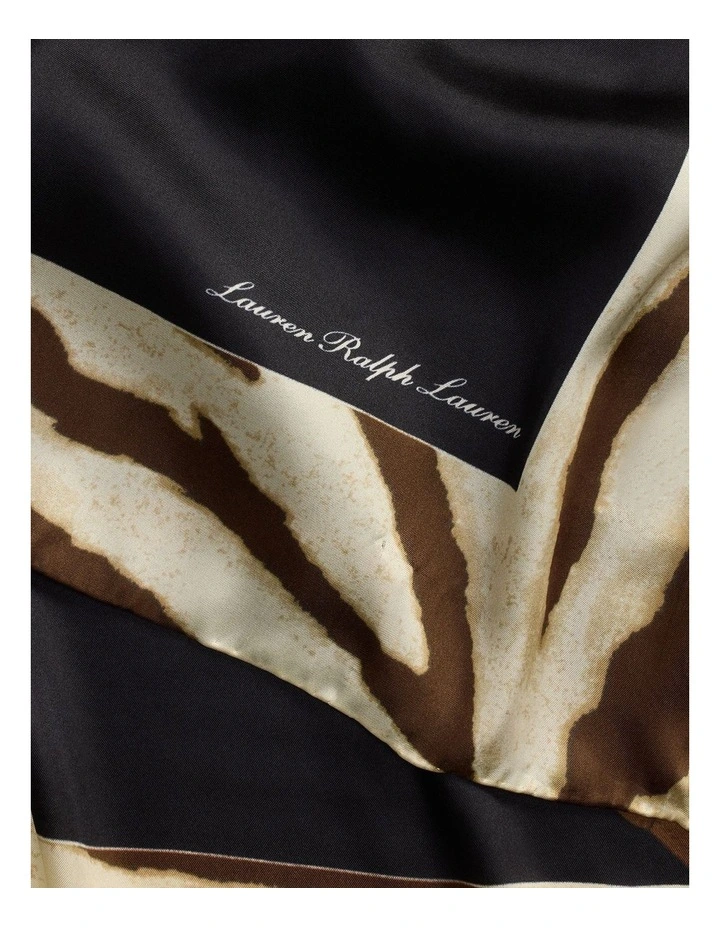 Belting Print Silk Square Scarf in Black image 3