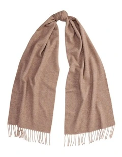 Wool-Cashmere Herringbone Scarf in Brown