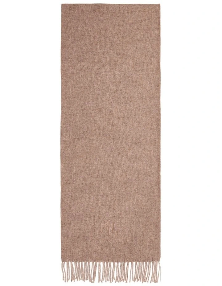 Wool-Cashmere Herringbone Scarf in Brown image 2