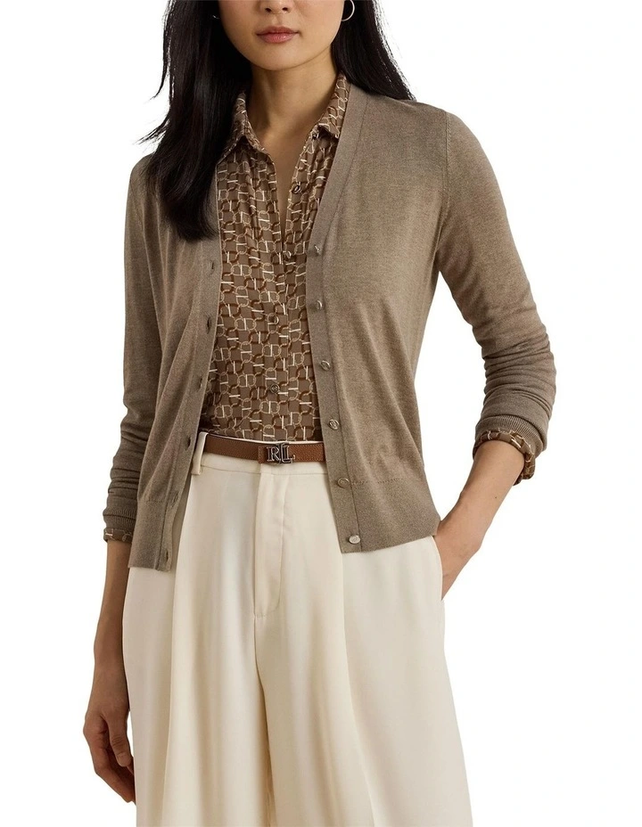 Cotton Modal Cardigan Sweater in Brown image 1