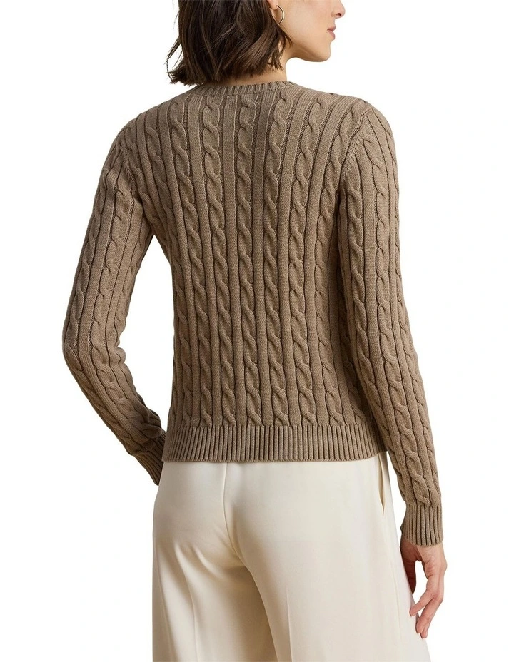 Cable-Knit Cotton Cardigan in Brown image 2