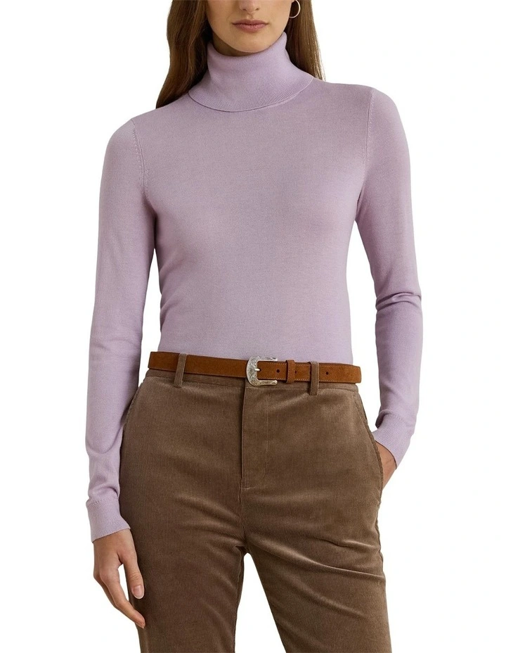 Silk Blend Turtleneck Sweater in Purple image 1