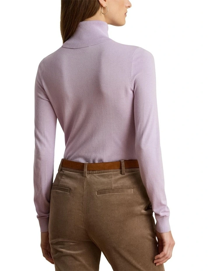 Silk Blend Turtleneck Sweater in Purple image 2