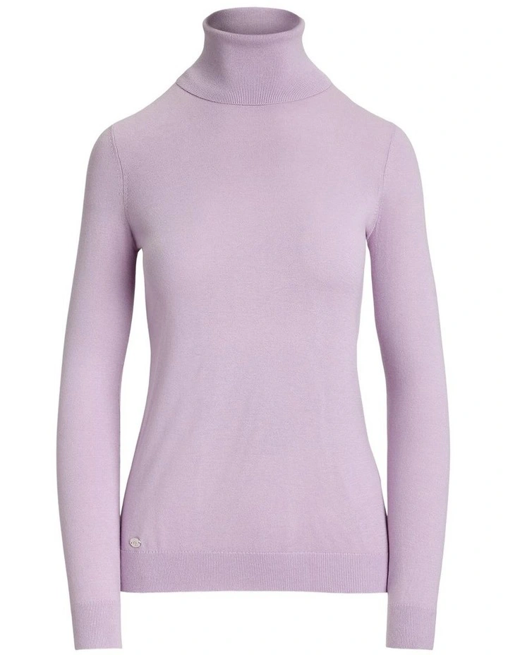 Silk Blend Turtleneck Sweater in Purple image 4