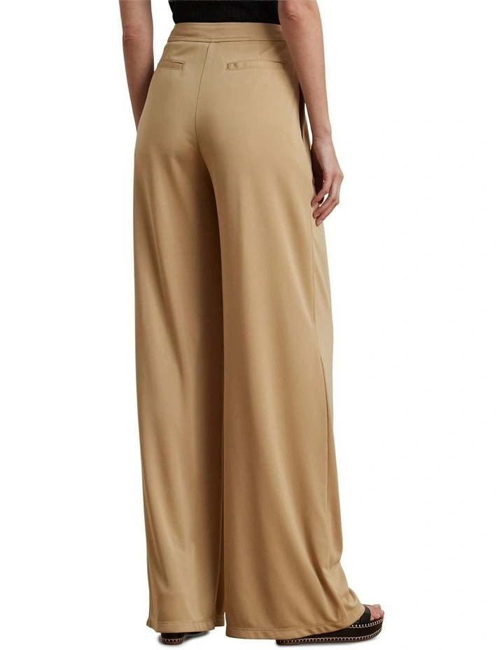 Pleated Stretch Jersey Wide-Leg Pant in Beige image 2