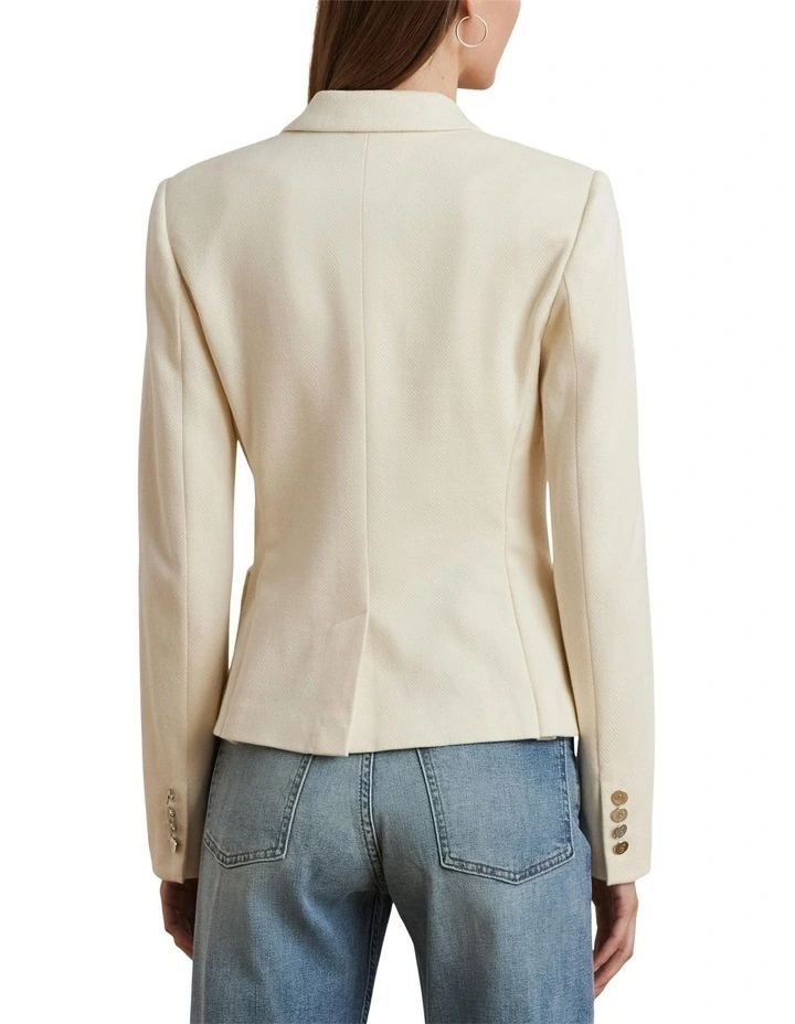 Bullion Double Breasted Jacquard Blazer in Cream image 2