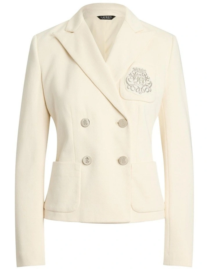 Bullion Double Breasted Jacquard Blazer in Cream image 4