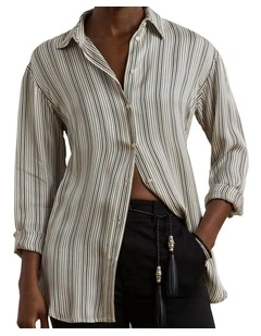 Relaxed Fit Striped Satin Shirt in Multi