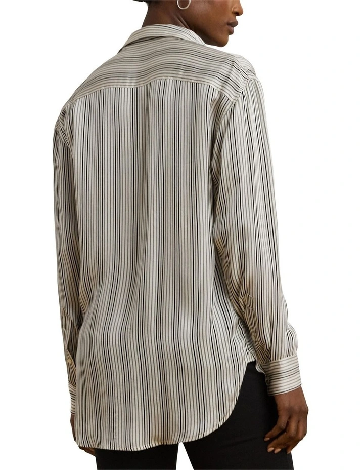 Relaxed Fit Striped Satin Shirt in Multi image 2