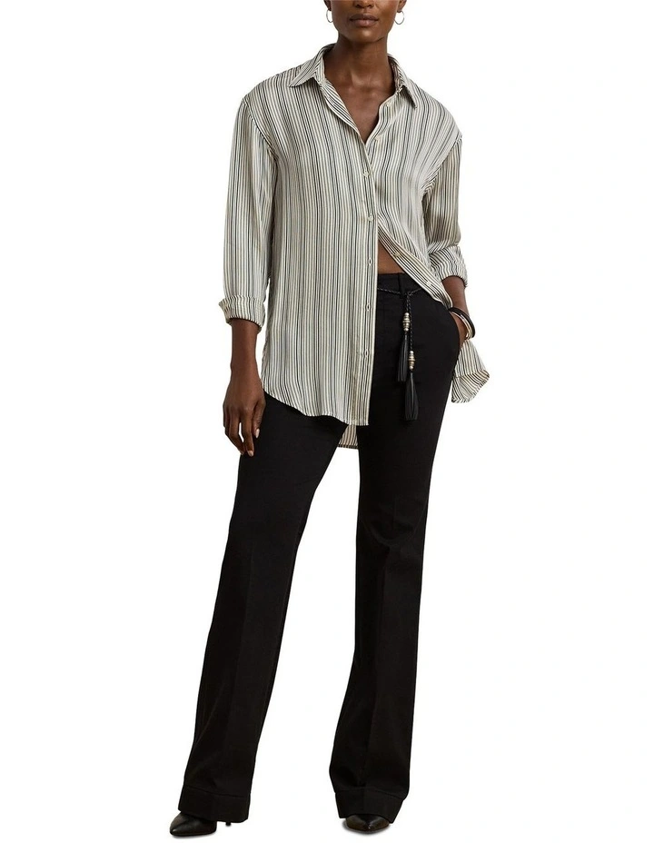 Relaxed Fit Striped Satin Shirt in Multi image 3