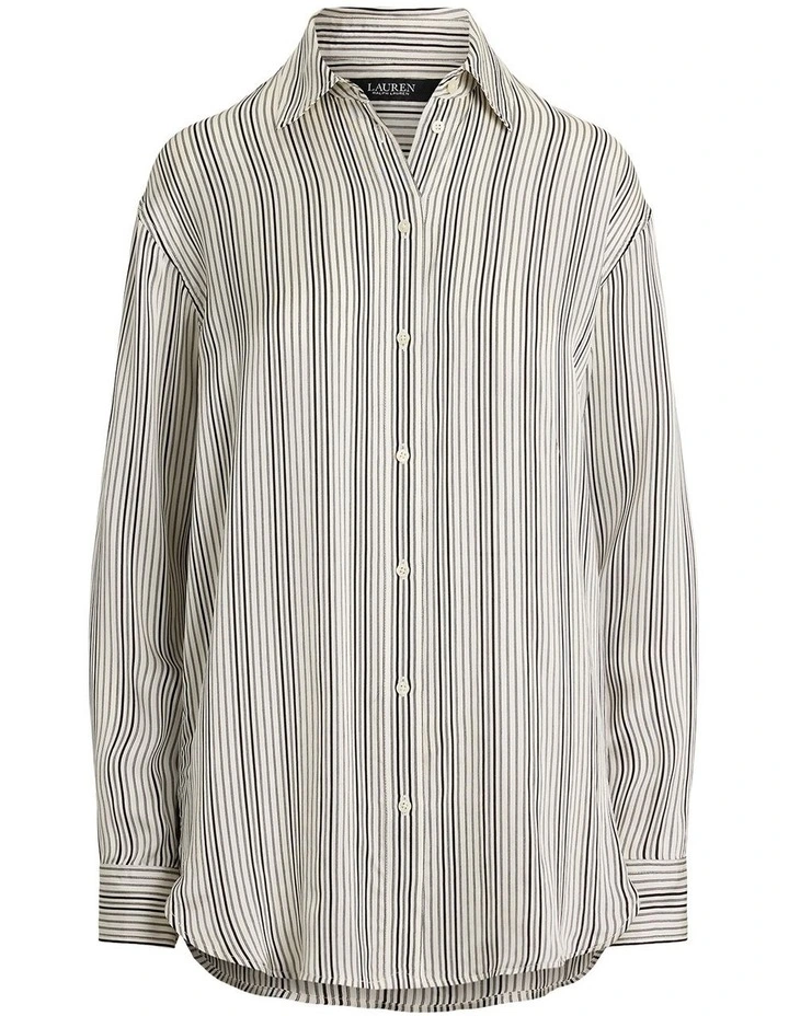 Relaxed Fit Striped Satin Shirt in Multi image 4