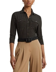 Slim Fit Geo-Print Jersey Shirt