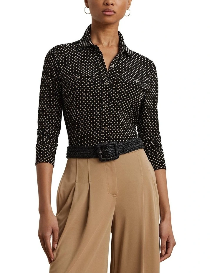 Slim Fit Geo-Print Jersey Shirt image 1