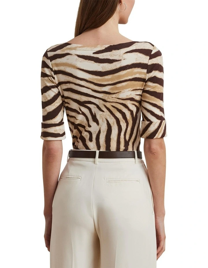 Zebra-Print Stretch Cotton Boatneck Tee image 2