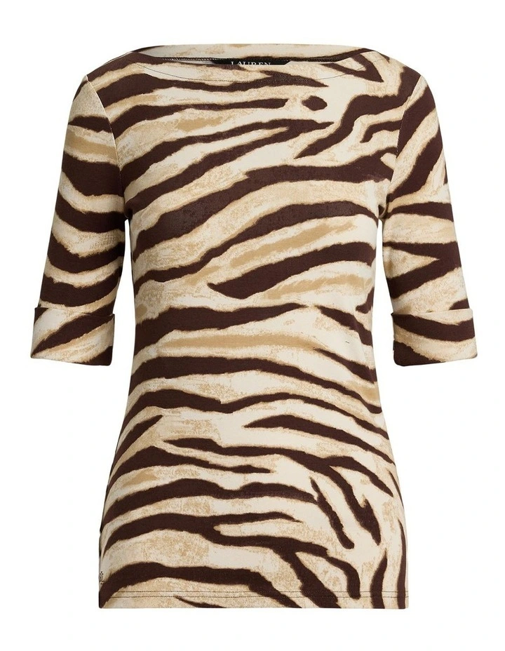 Zebra-Print Stretch Cotton Boatneck Tee image 4