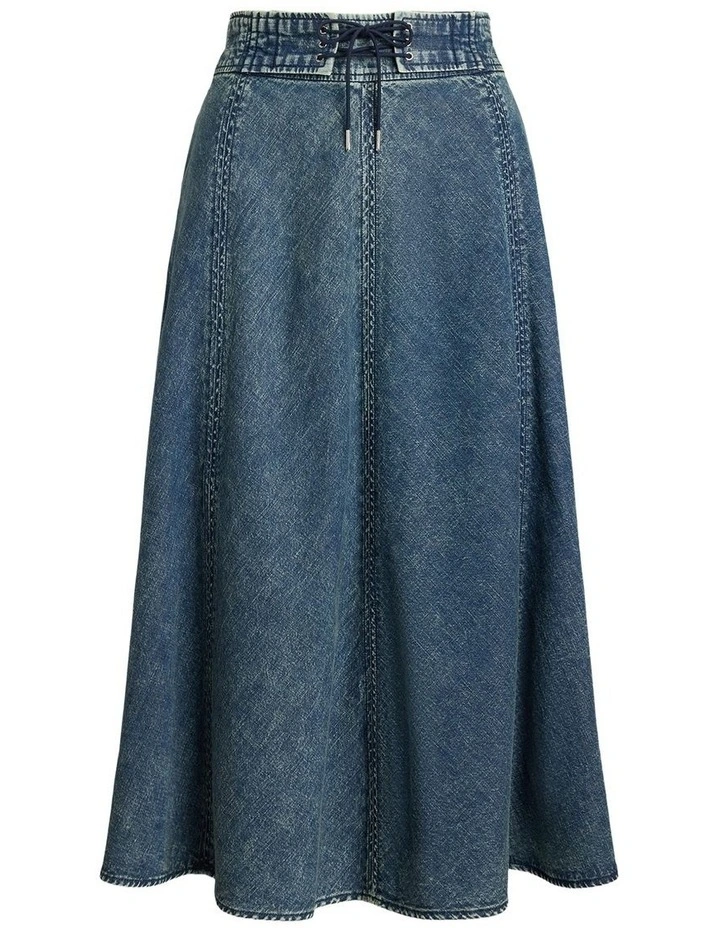 Denim Drawcord Midi Skirt image 4