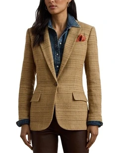 Herringbone Linen-Blend Tweed Blazer