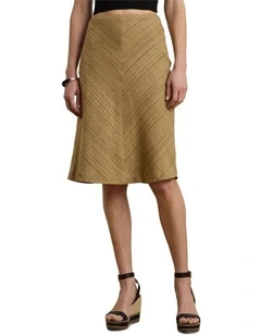 Herringbone Linen-Blend Tweed Skirt