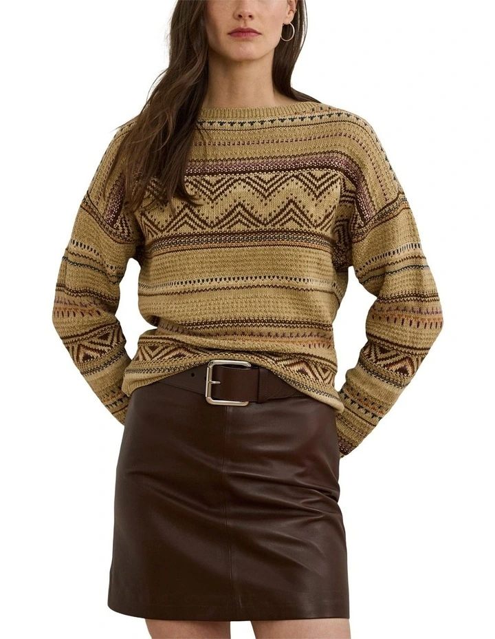 Geo-Striped Cotton-Linen Sweater image 1