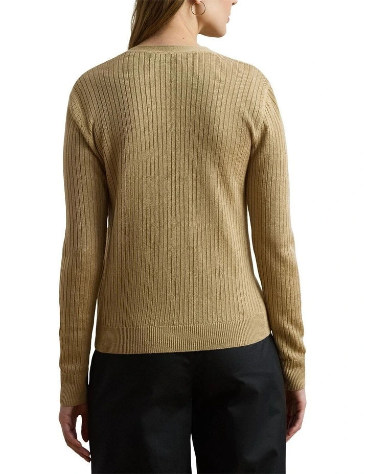 Rib-Knit Linen-Blend V-Neck Cardigan image 2